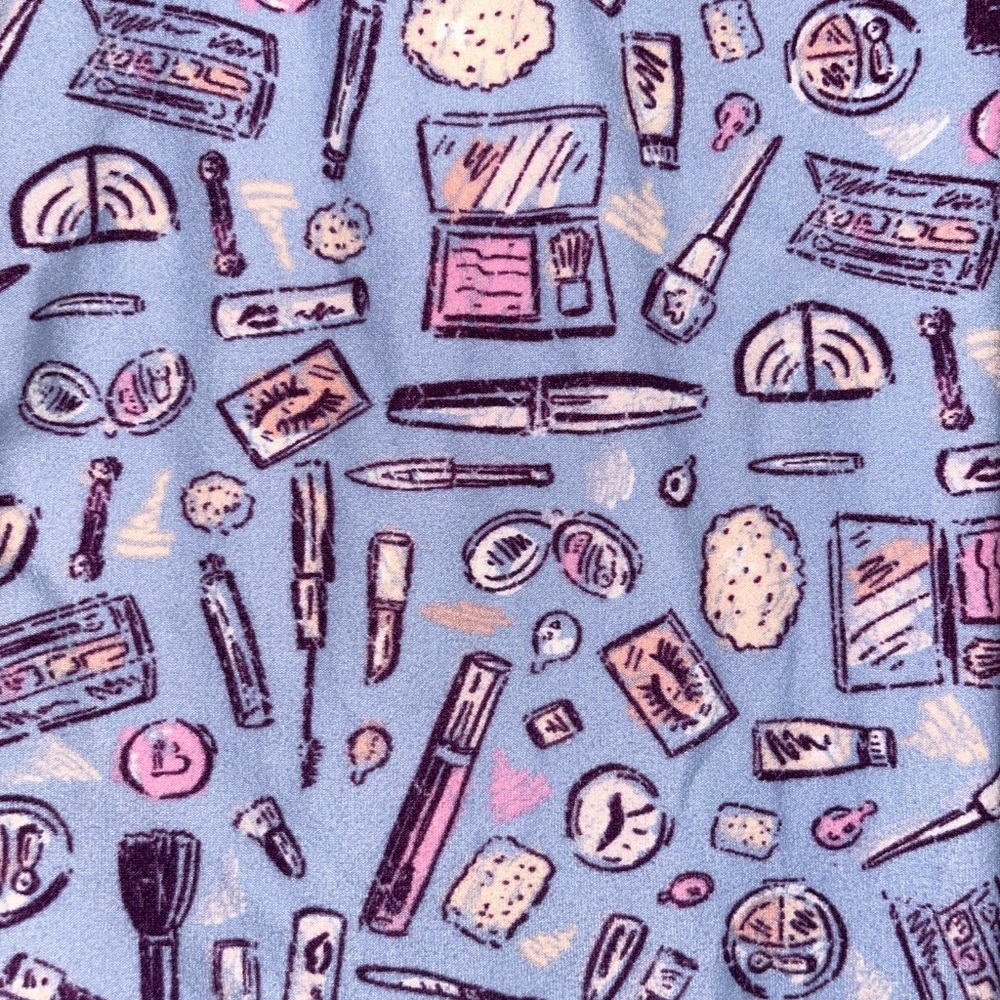 LuLaRoe Leggings with Blue and Purple makeup Pattern - Picture 3 of 4